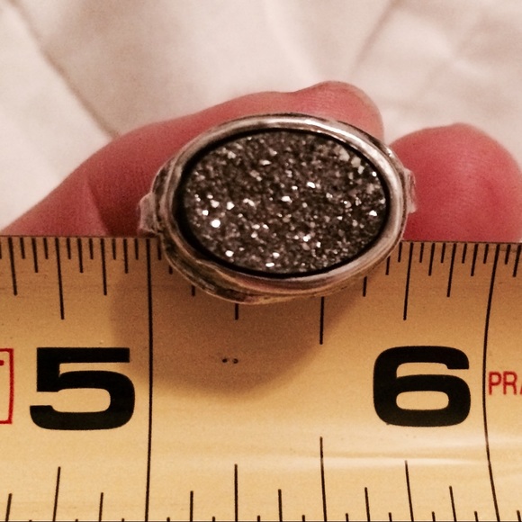 Sterling silver and black Druzy ring size 8 - Picture 5 of 8